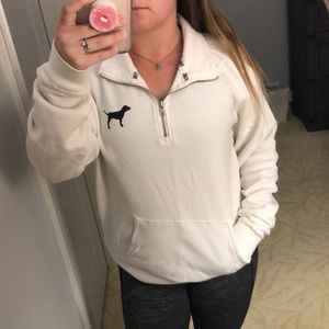 PINK oversized comfy quarter-zip pullover